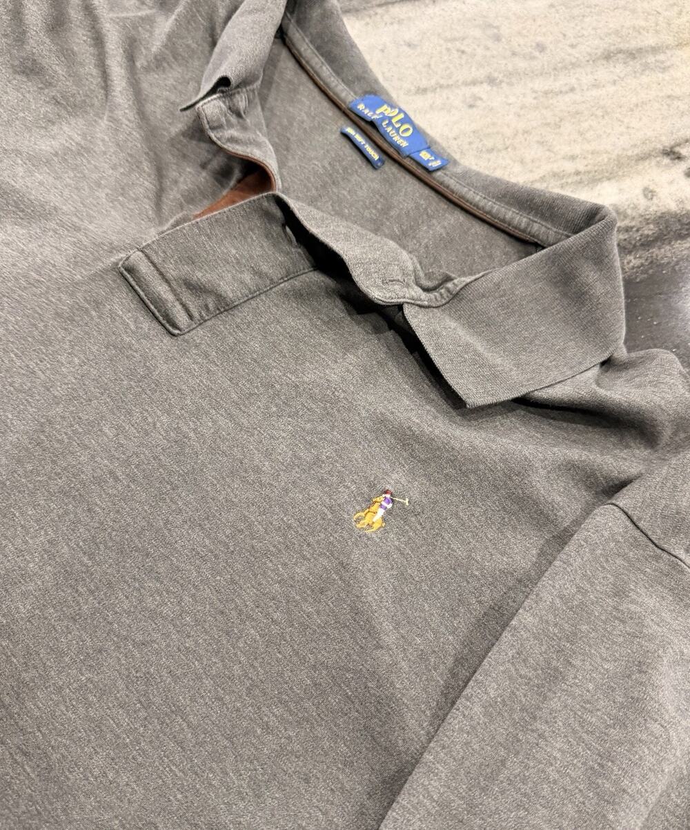 Polo Ralph Lauren Pima Soft Touch Long Sleeve Polo Gray 4XLT Big Tall